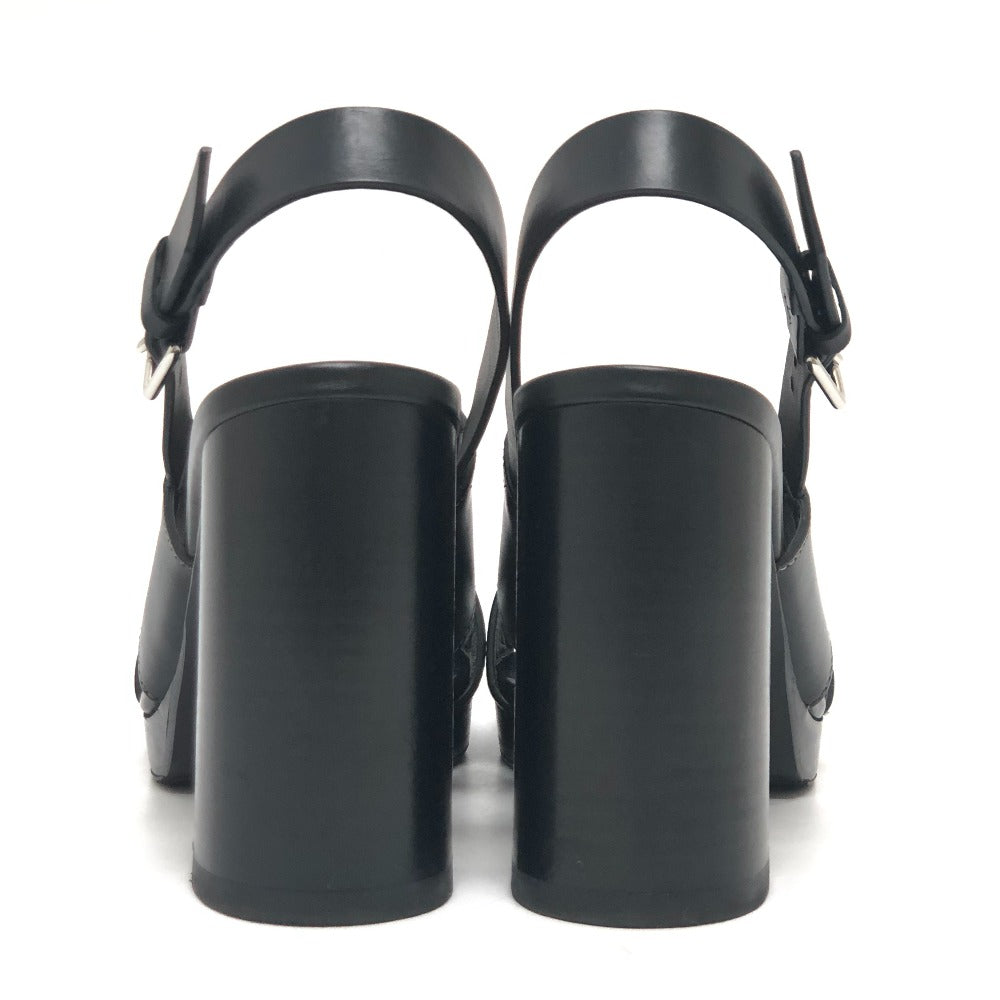 HERMES Sandals leather black Elbe 60 38