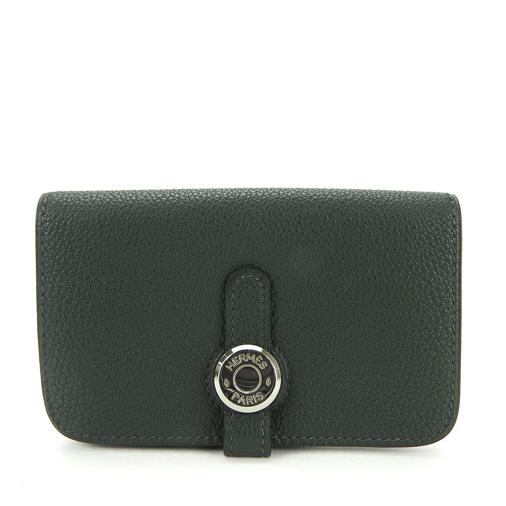 HERMES Coin case Togo Moss green Dogon Women