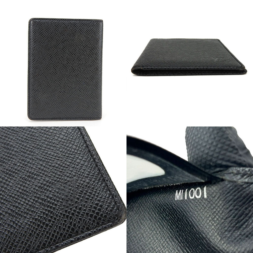 LOUIS VUITTON Card Case Taiga black mens