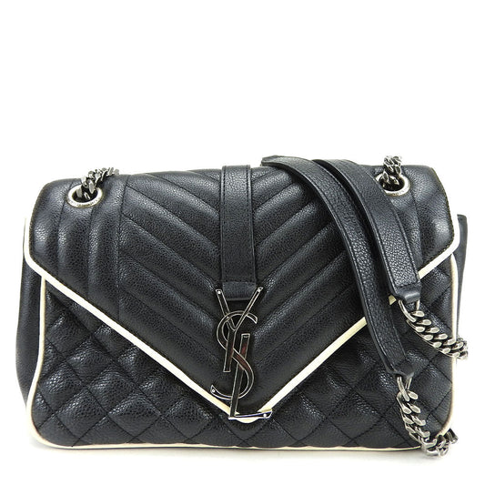 SAINT LAURENT Shoulder Bag leather black Envelope Satchel Women