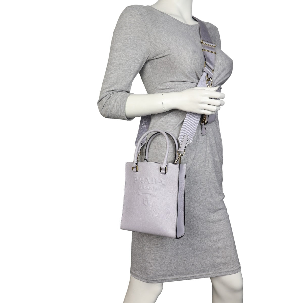 Prada Saffiano Embossed Logo Tote Small