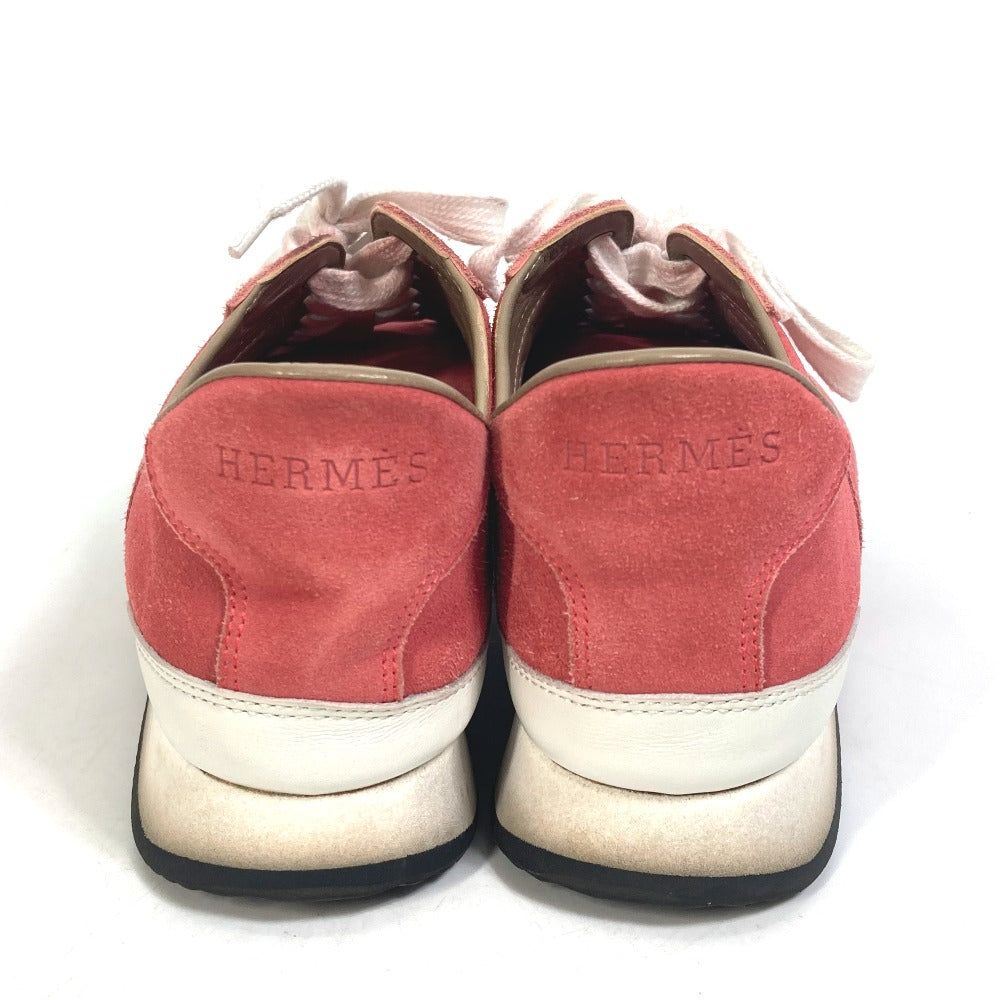 HERMES sneakers suede crimson quick shoes Women 36
