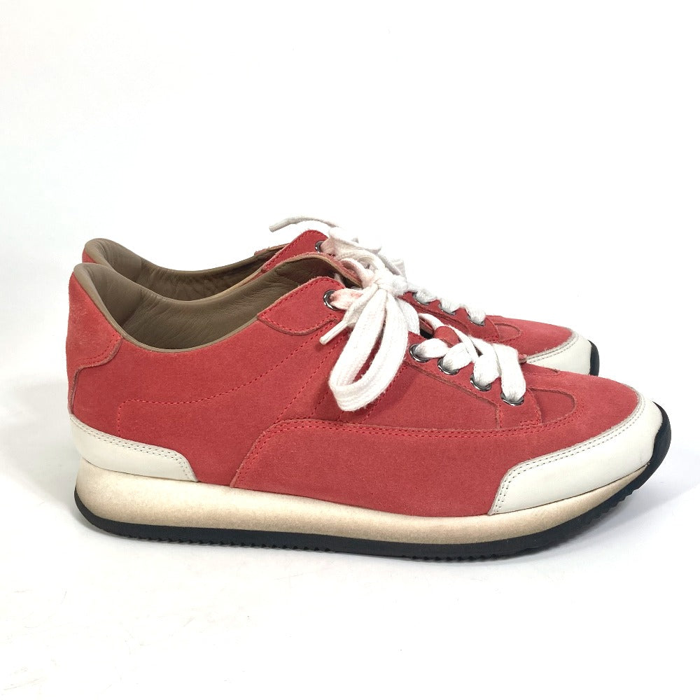 HERMES sneakers suede crimson quick shoes Women 36