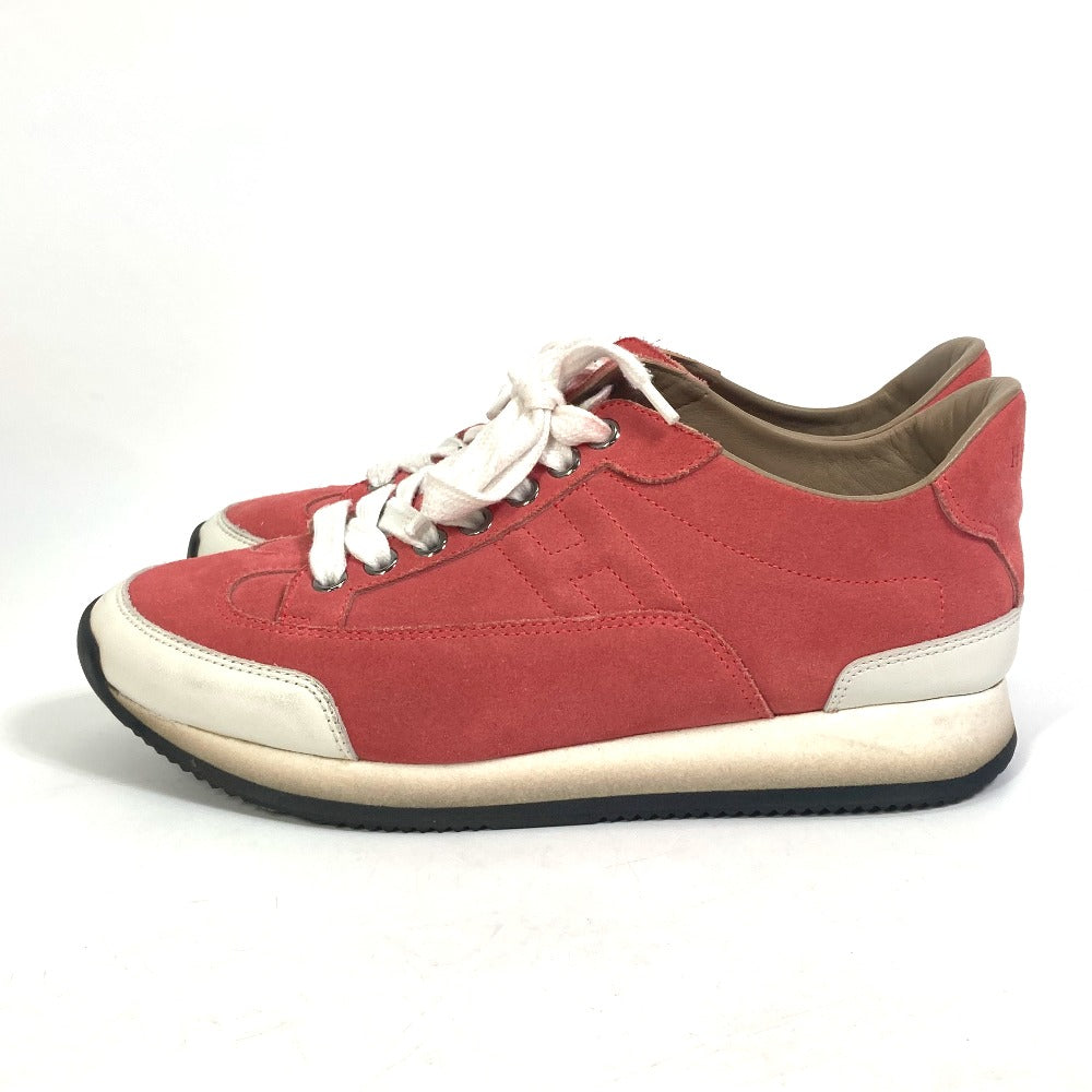 HERMES sneakers suede crimson quick shoes Women 36