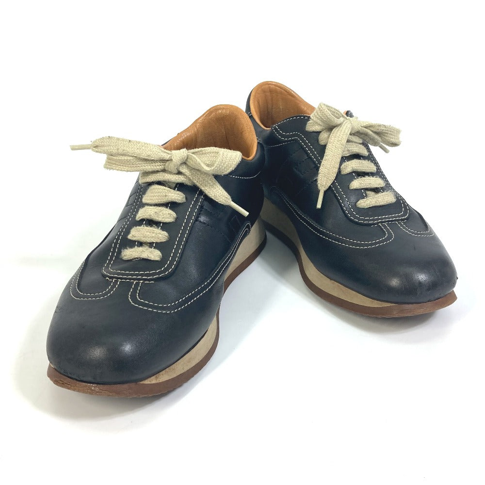 HERMES sneakers leather black H logo quick Women 37