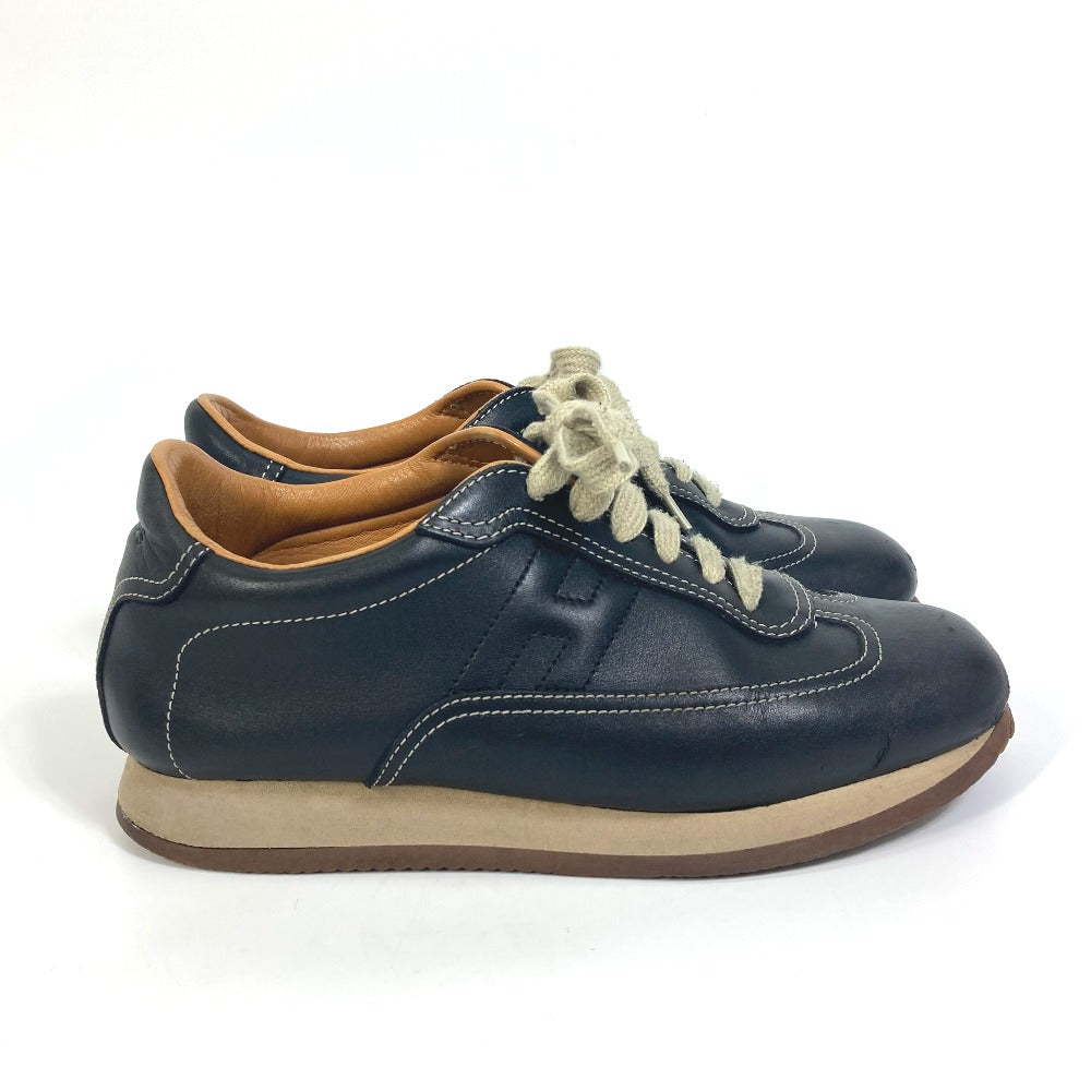 HERMES sneakers leather black H logo quick Women 37