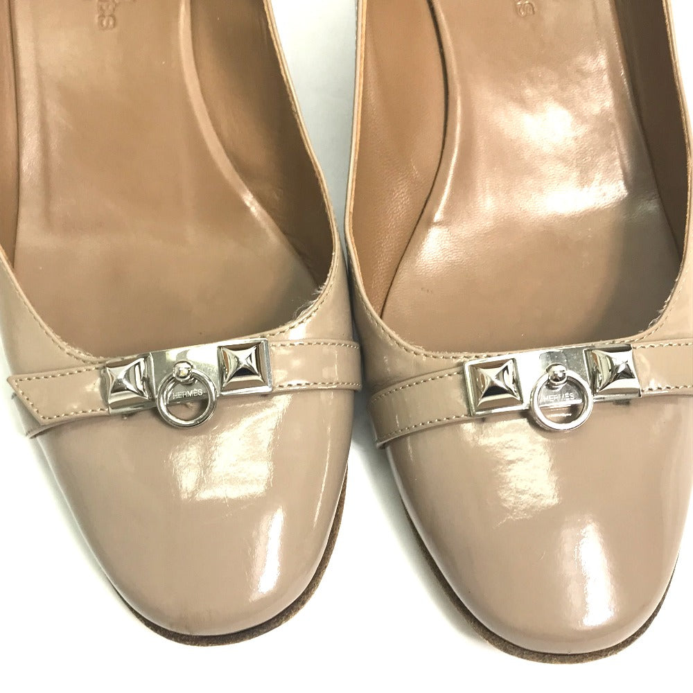HERMES pumps Patent leather gray Medor Women 36