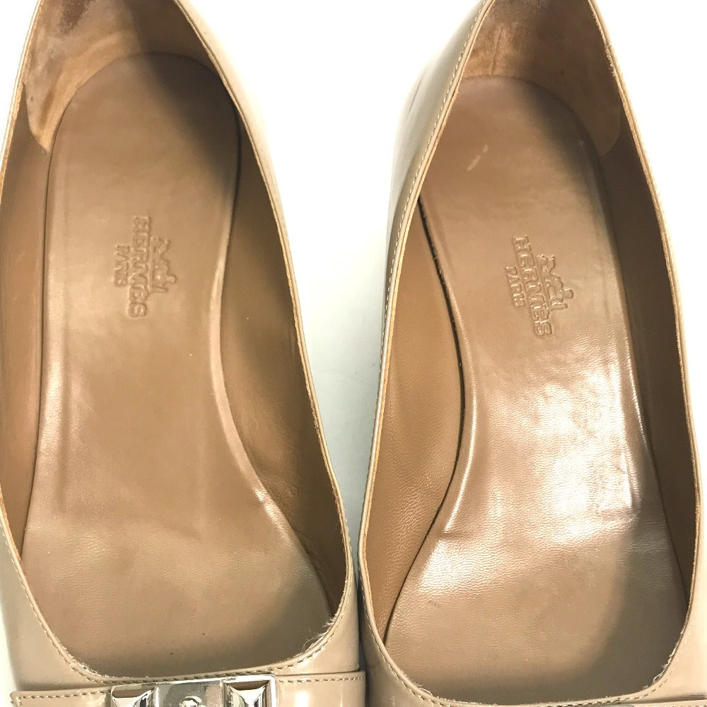 HERMES pumps Patent leather gray Medor Women 36