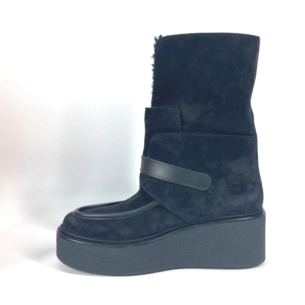 HERMES boots H232029Z Mouton, Suede black short boots Emisfer Women 38.5