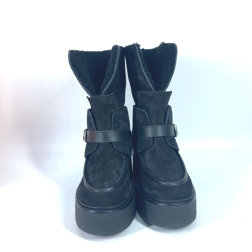 HERMES boots H232029Z Mouton, Suede black short boots Emisfer Women 38.5