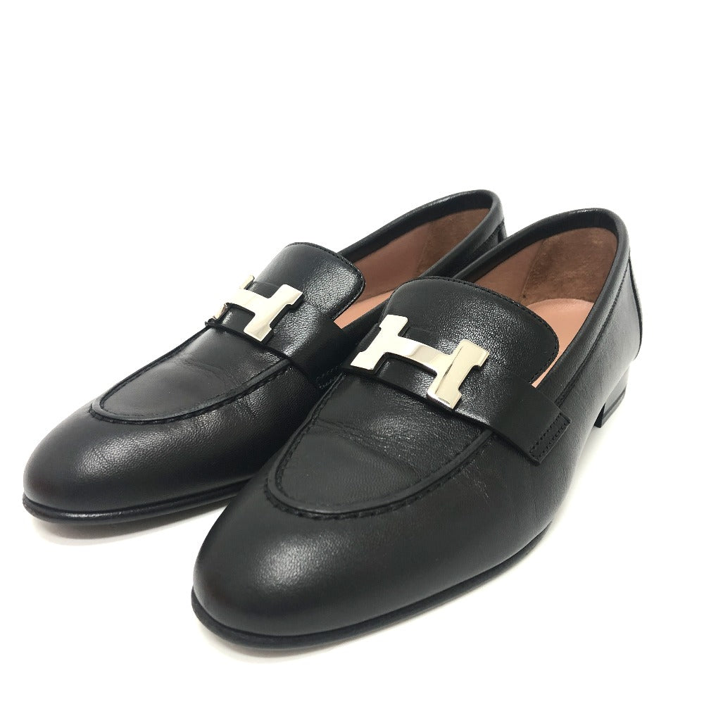 HERMES Leather shoes AF201199Z leather black Moccasin H logo Constance 34