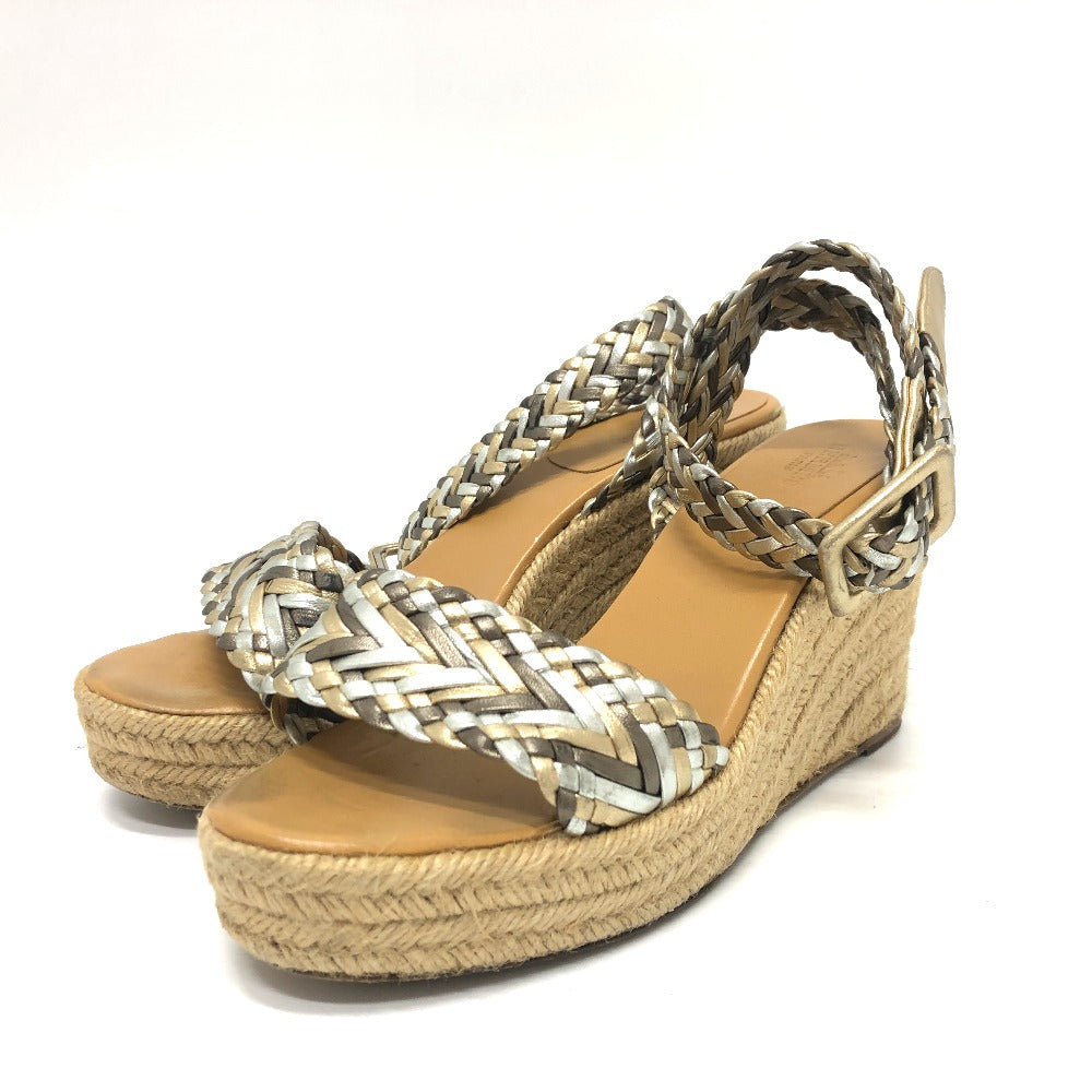 HERMES Sandals leather multicolor Mesh wedge sandals 38