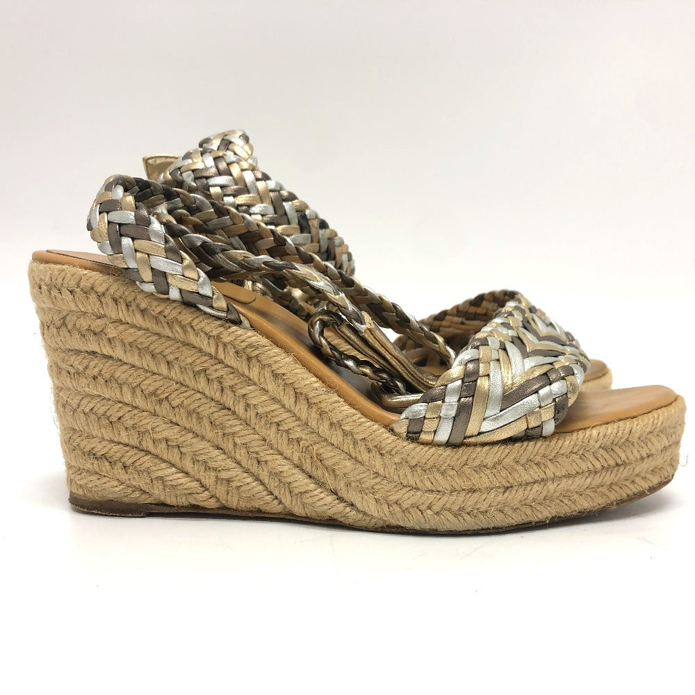 HERMES Sandals leather multicolor Mesh wedge sandals 38