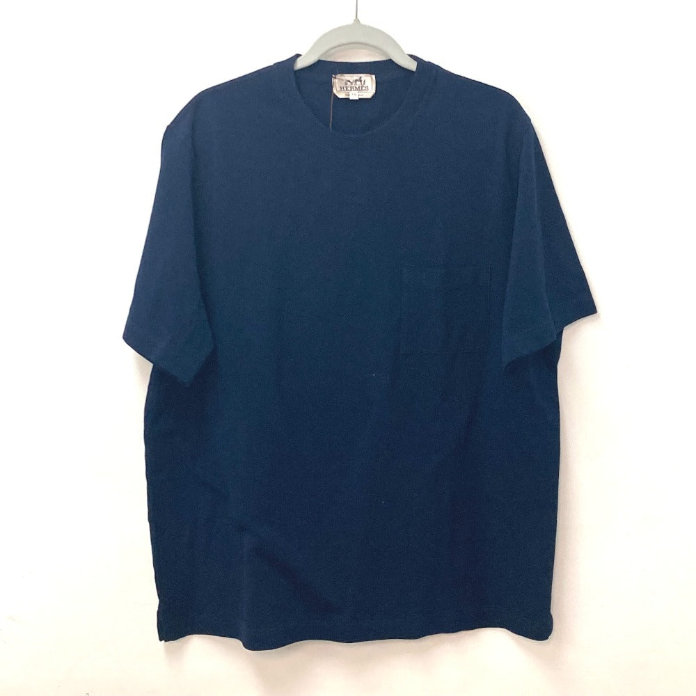 HERMES Short sleeve T-shirt cotton Navy Tops Apparel H embroidery mens XXL
