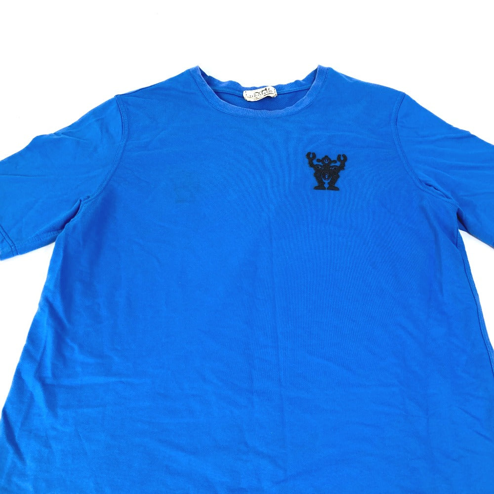 HERMES Short sleeve T-shirt cotton blue Hello Mr. Falier Patch mens M