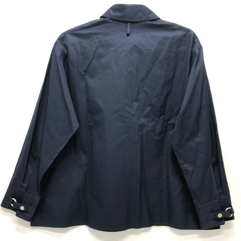 HERMES Long sleeve shirt cotton Navy 23 Stainless Steel Serie Button Zip up Women 34