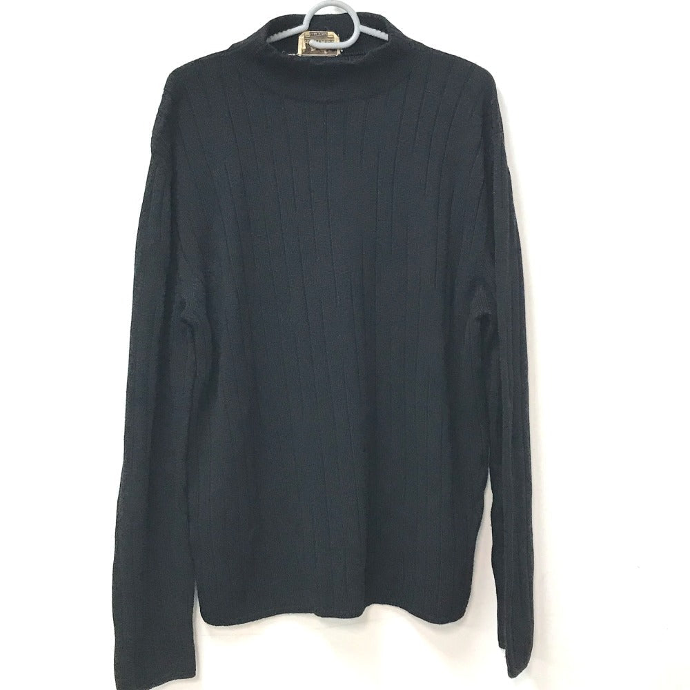 HERMES sweater Wool, Silk, Cashmere black Turtleneck Long Sleeve Apparel stripe mens L