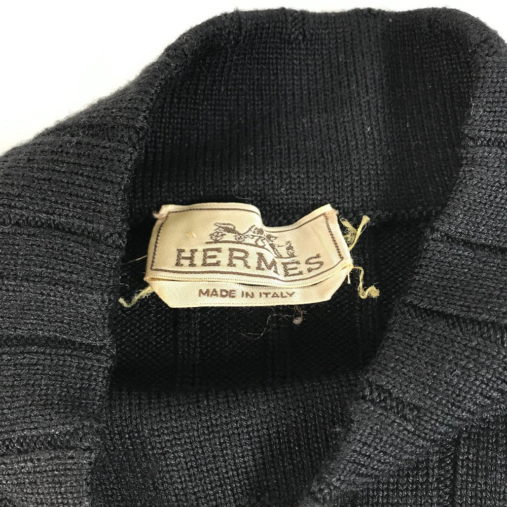 HERMES sweater Wool, Silk, Cashmere black Turtleneck Long Sleeve Apparel stripe mens L