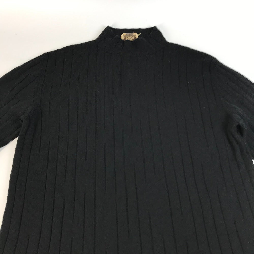 HERMES sweater Wool, Silk, Cashmere black Turtleneck Long Sleeve Apparel stripe mens L