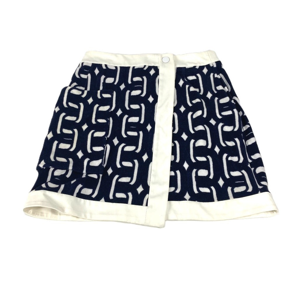 HERMES skirt cotton Navy logo Women 36