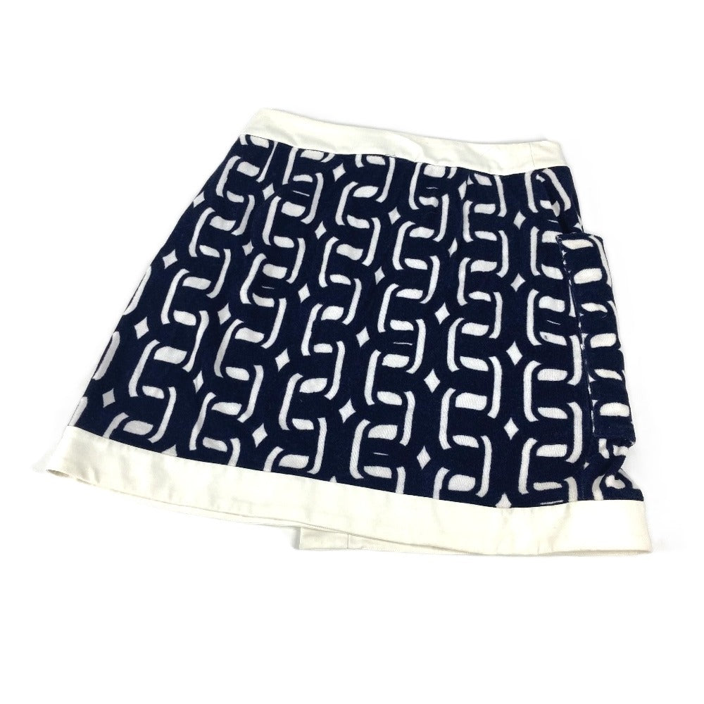 HERMES skirt cotton Navy logo Women 36