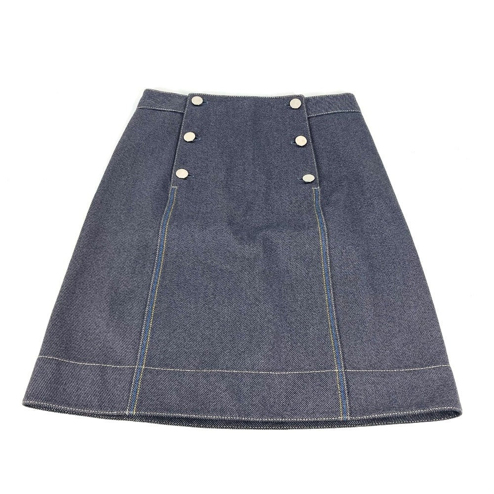 HERMES skirt cotton blue Serie logo Women 34