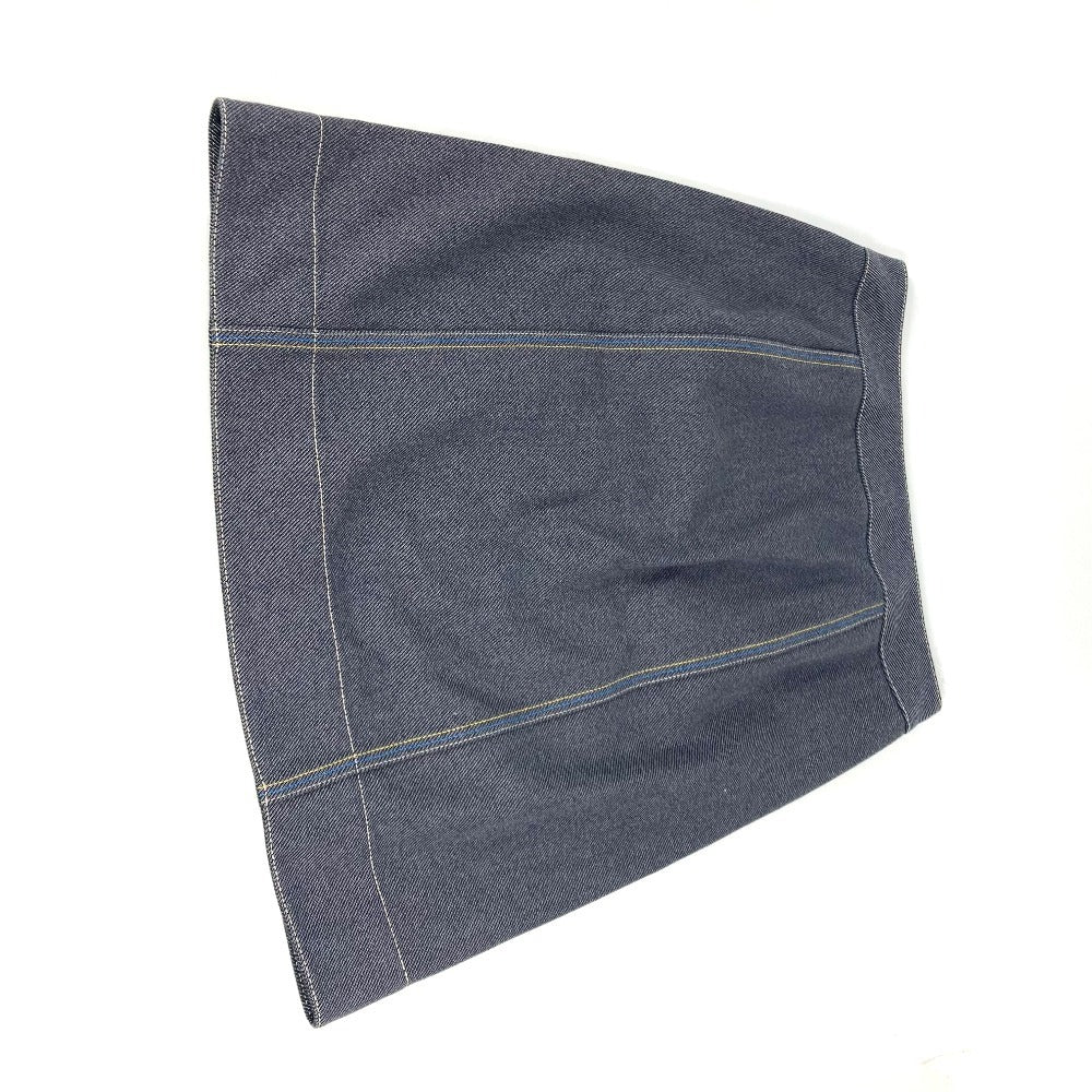 HERMES skirt cotton blue Serie logo Women 34
