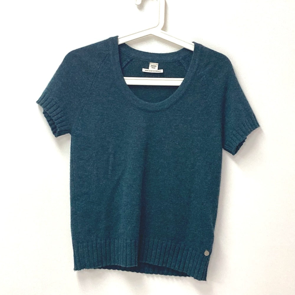 HERMES knit cashmere green Summer knit short sleeve 34