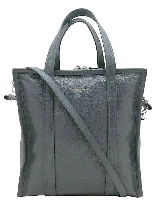 Luxury Balenciaga Trending 2025 513990 Gray color leather small bazaar shopper tote bag shoulder strap