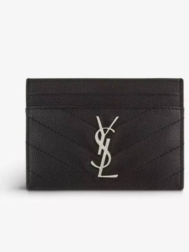 Luxury Saint Laurent Trending 2025 Cassandre Matelasse Card Case In Grain De Poudre Embossed Leather Black
