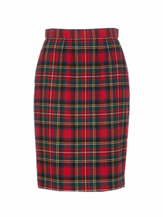 Luxury Saint Laurent Trending 2025 Tartan Motifwool Midi Skirt 763685 Y2H556363 B0010654442