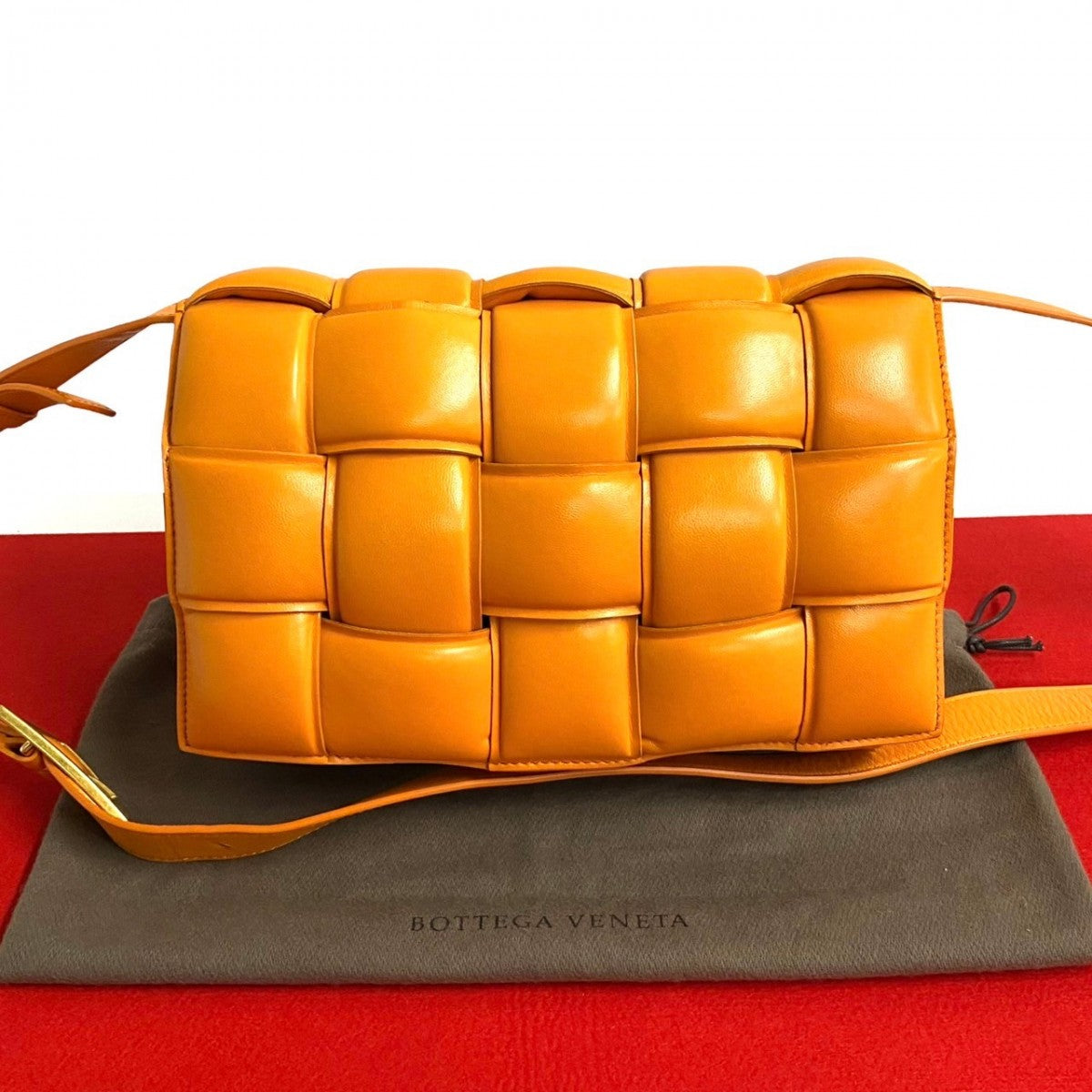 BOTTEGAVENETA Shoulder Bag leather Orange padet cassette Women
