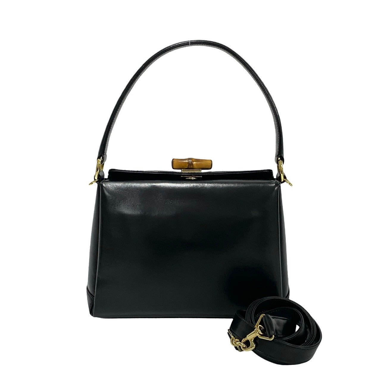 GUCCI Shoulder Bag Calfskin black Bamboo