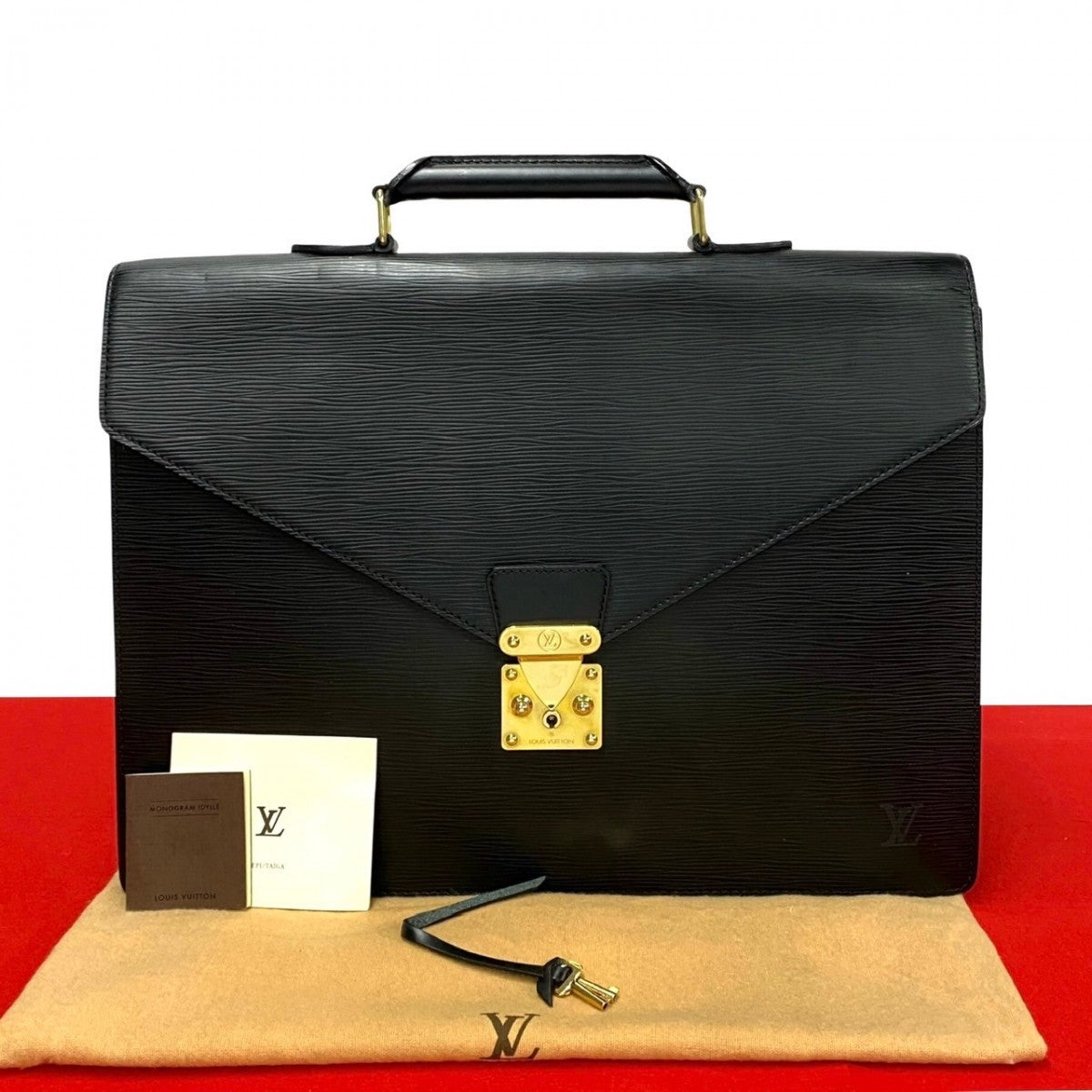 LOUIS VUITTON Business bag M54412 leather black Epi Serviette Ambassador