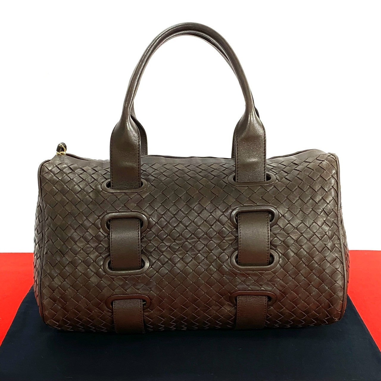 BOTTEGAVENETA Boston Duffel bag leather Brown INTRECCIATO Women