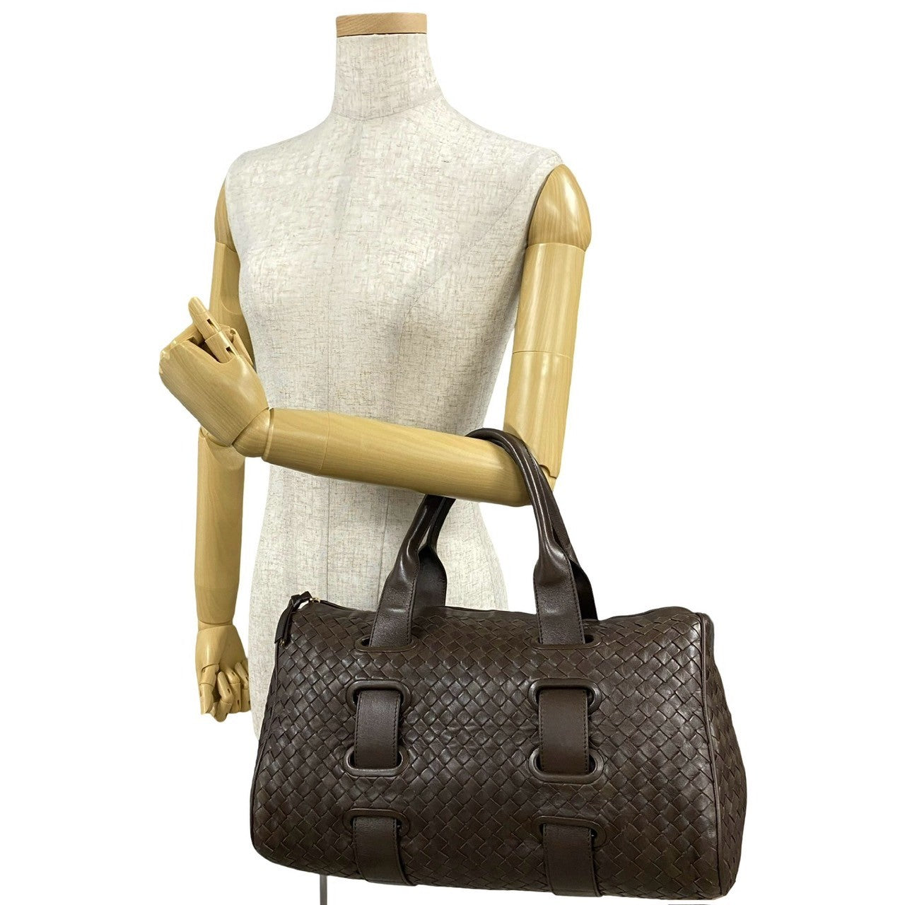 BOTTEGAVENETA Boston Duffel bag leather Brown INTRECCIATO Women