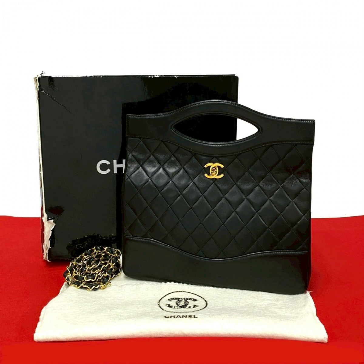 CHANEL Shoulder Bag leather black COCO Mark Women