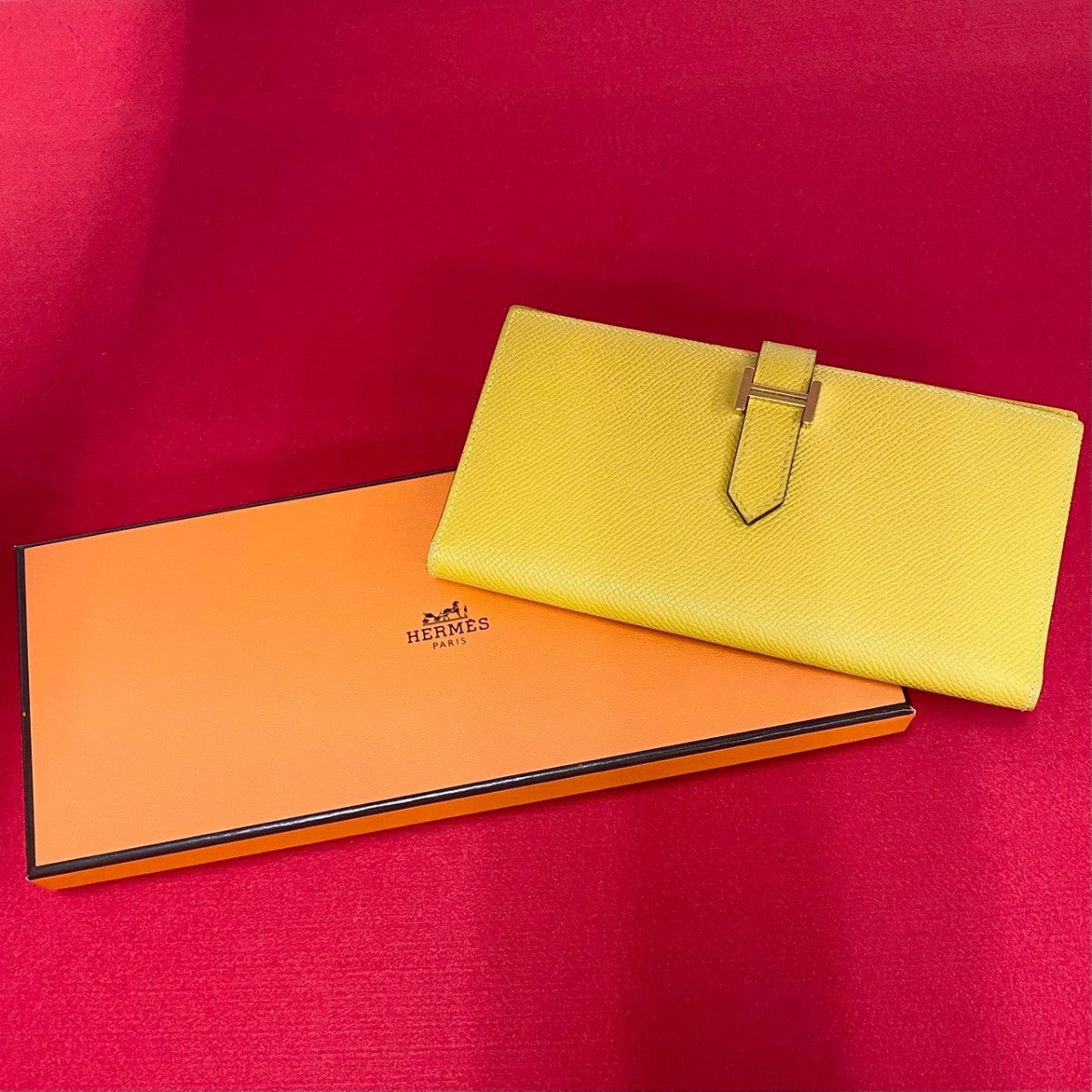 HERMES Long Wallet Purse Epsom yellow Beansufla Women