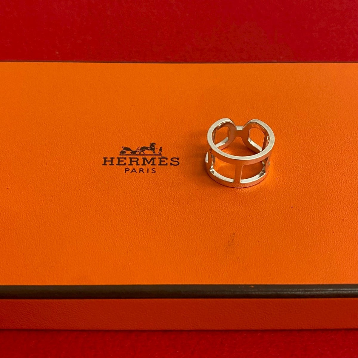 HERMES Ring Silver925 Silver Eva Chene Dunkle MM mens