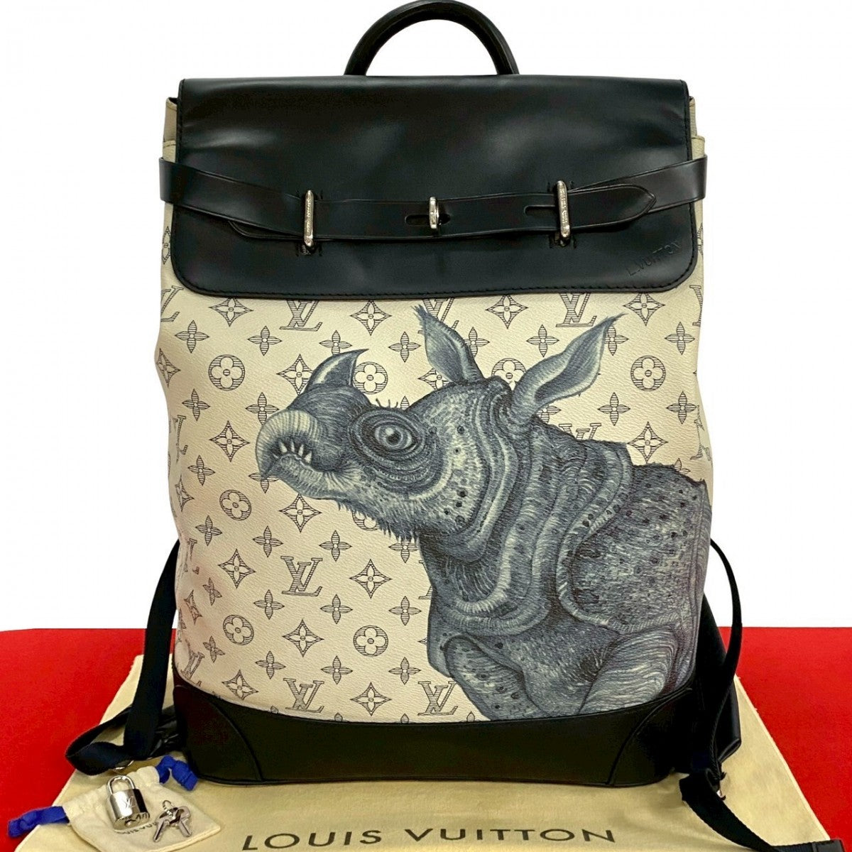 LOUIS VUITTON Backpack M54125 Leather, PVC Navy Spring/Summer 2017 Men's Fashion Show Monogram savanna Steamer mens