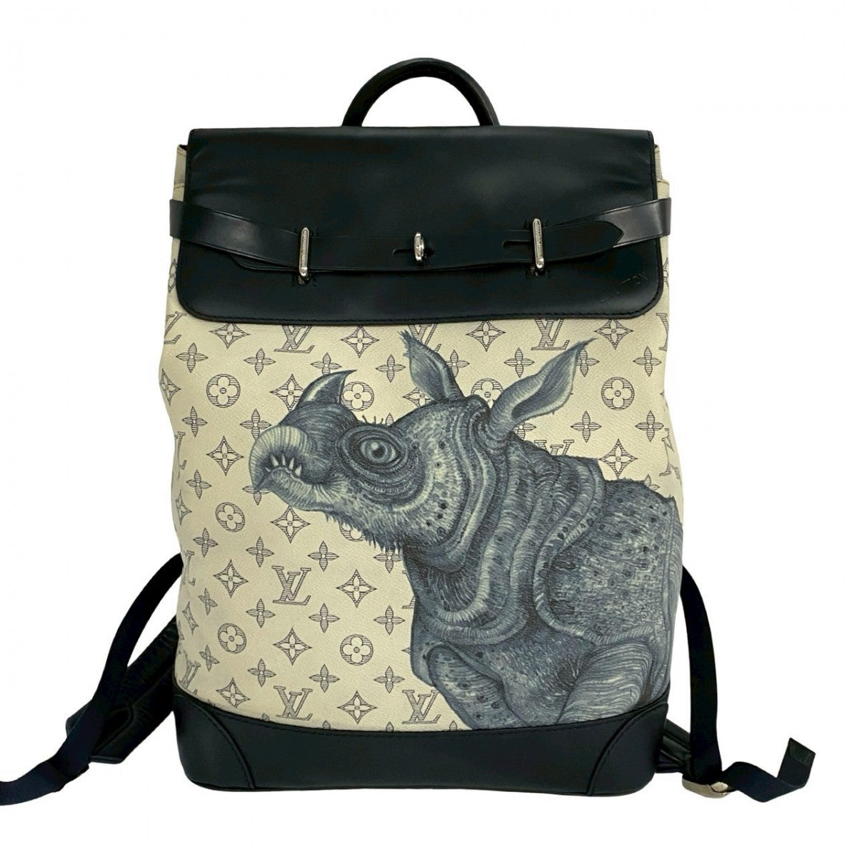 LOUIS VUITTON Backpack M54125 Leather, PVC Navy Spring/Summer 2017 Men's Fashion Show Monogram savanna Steamer mens