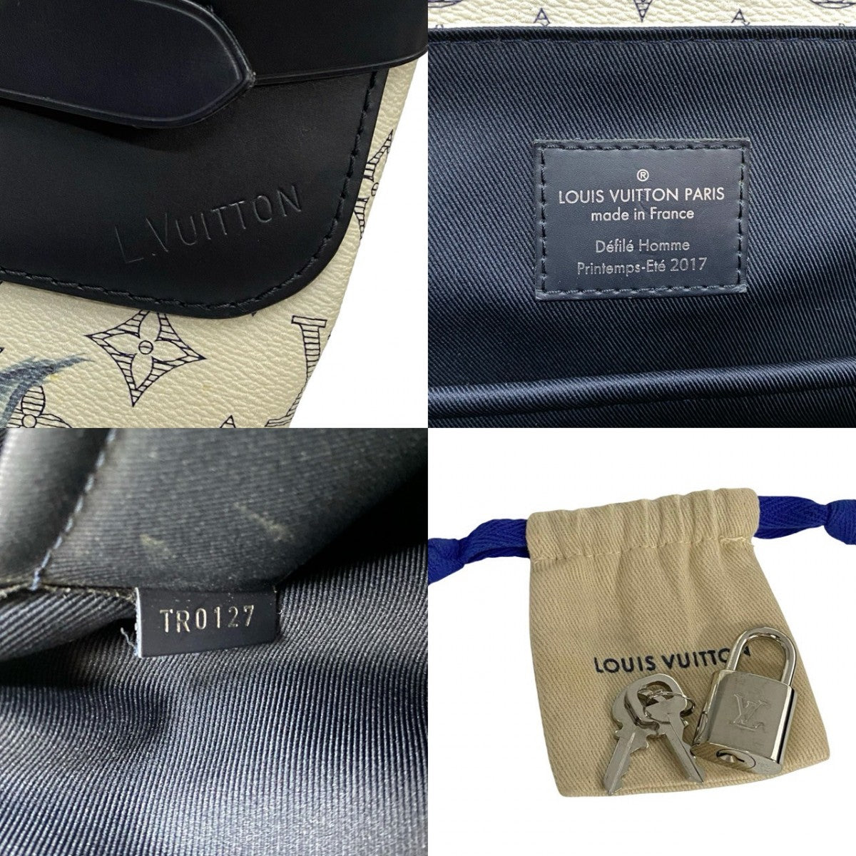 LOUIS VUITTON Backpack M54125 Leather, PVC Navy Spring/Summer 2017 Men's Fashion Show Monogram savanna Steamer mens