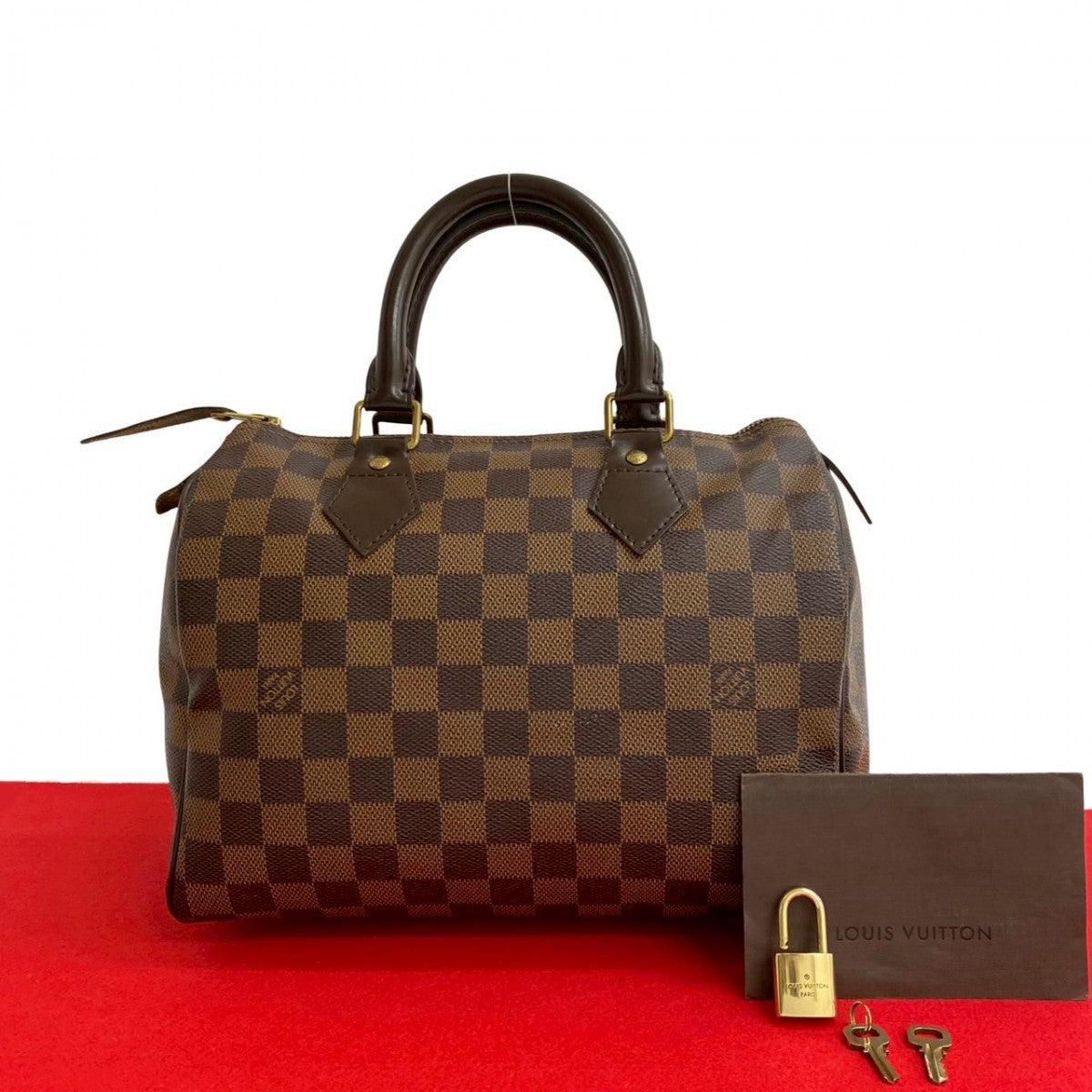 LOUIS VUITTON Handbag N41532 Leather, PVC Brown Damier Speedy 25 Women