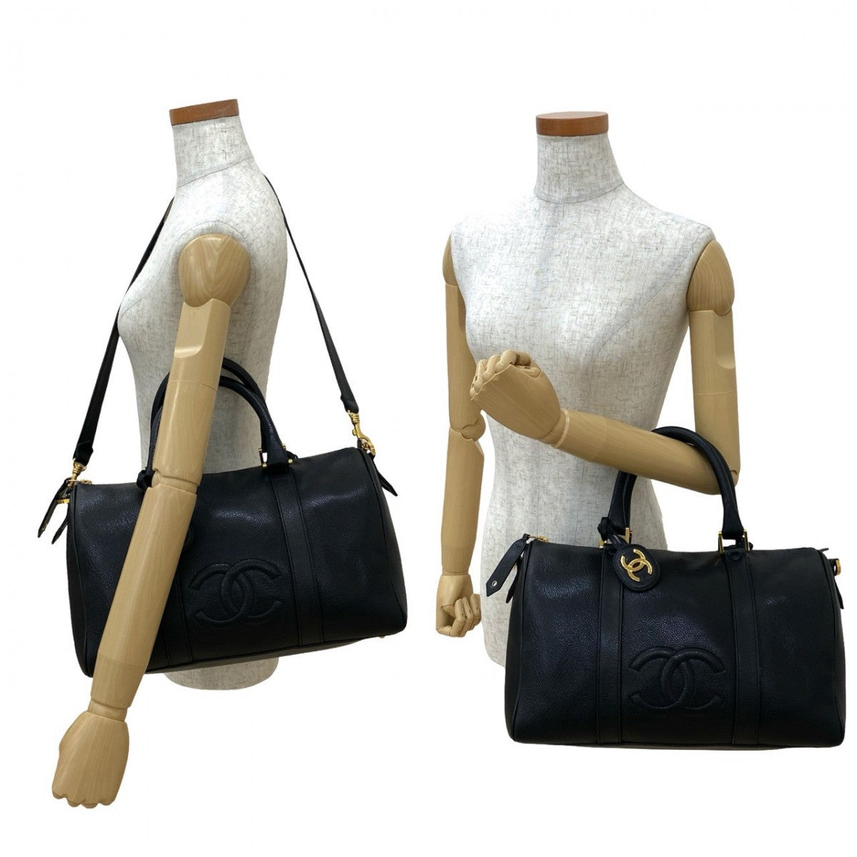 CHANEL Shoulder Bag Matt caviar skin black
