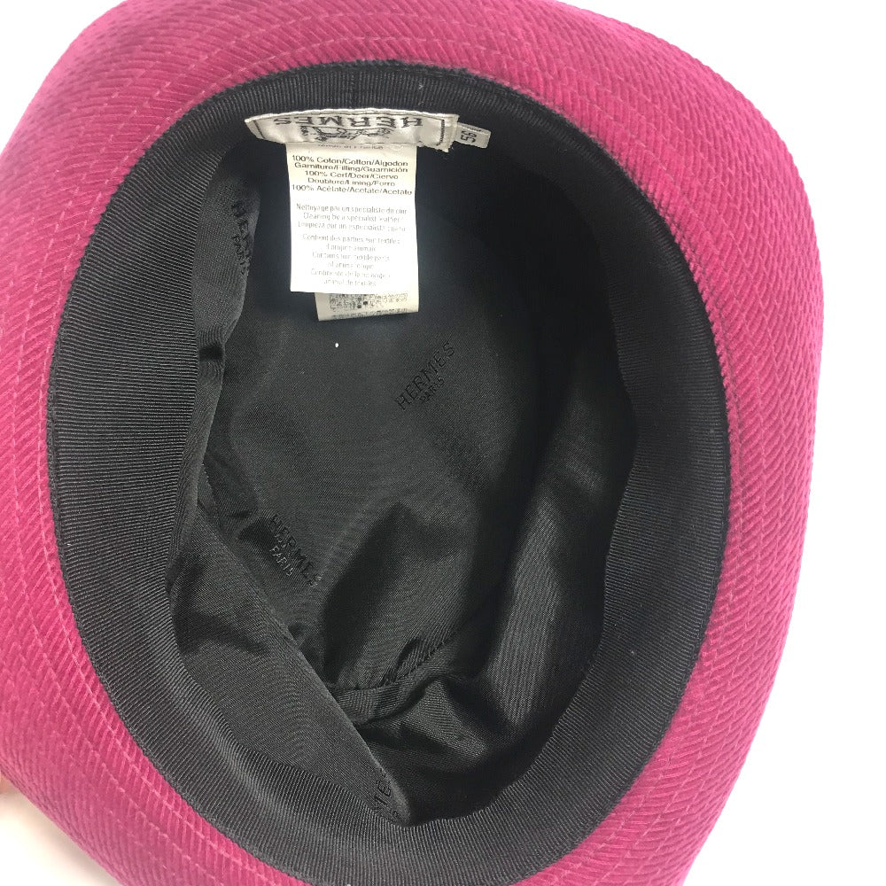 HERMES hat Cotton, Leather Pink purple Fashion Accessories unisex(Unisex) 56