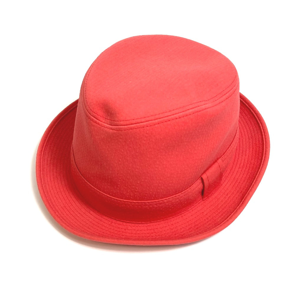HERMES hat cotton Red Panama unisex(Unisex) 57