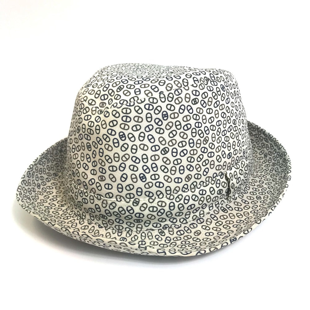 HERMES hat cotton white Hat Chene Dunkle unisex(Unisex) 57