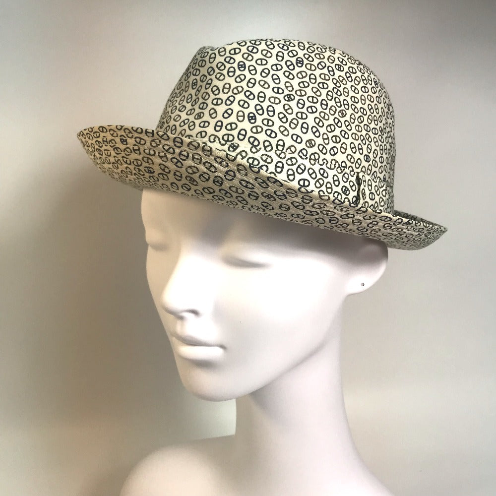 HERMES hat cotton white Hat Chene Dunkle unisex(Unisex) 57