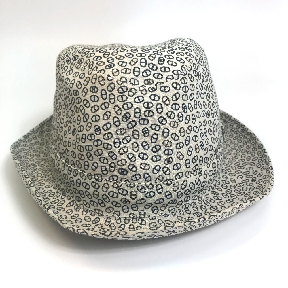 HERMES hat cotton white Hat Chene Dunkle unisex(Unisex) 57