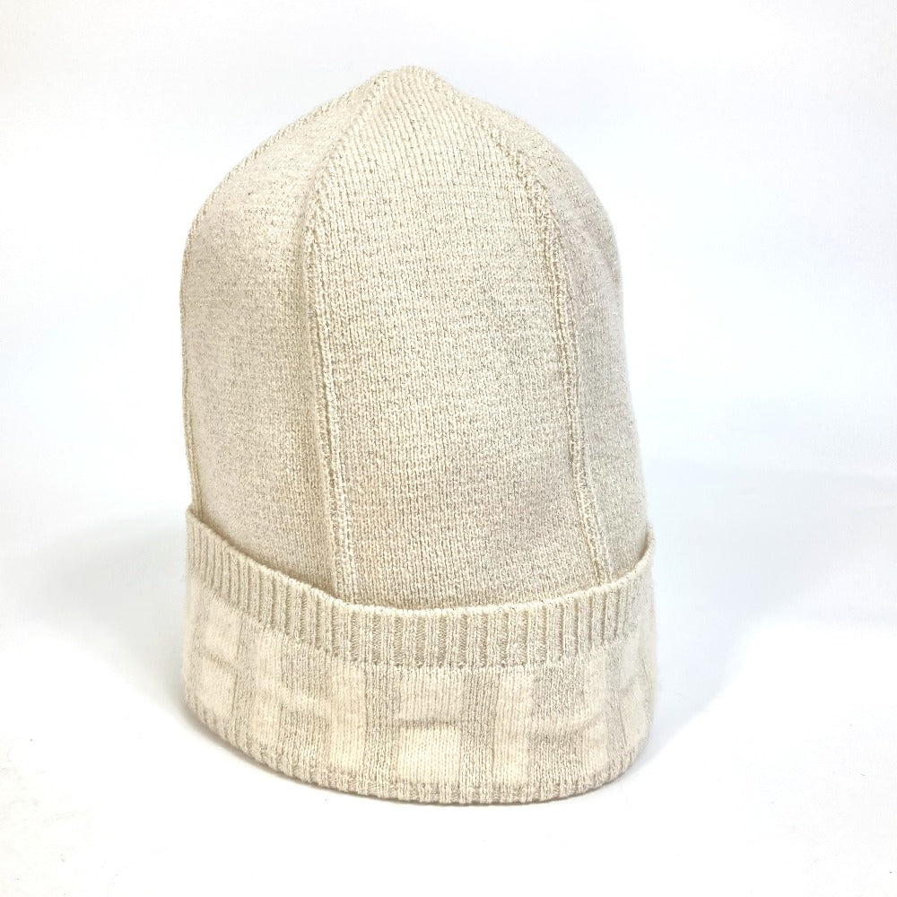 HERMES Knit hat cashmere Beige type apparel Glitter logo Women LA